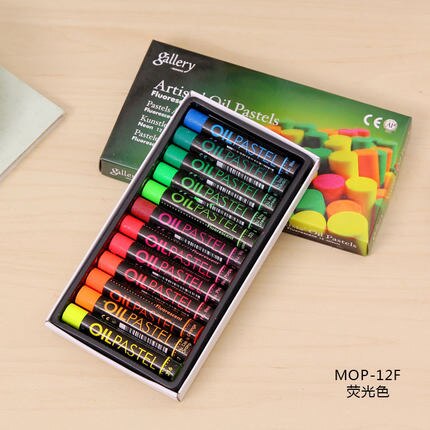 Wax caryon set 24/36/48pcs to choose children artistic oil painting stick: Fluorescent color 12