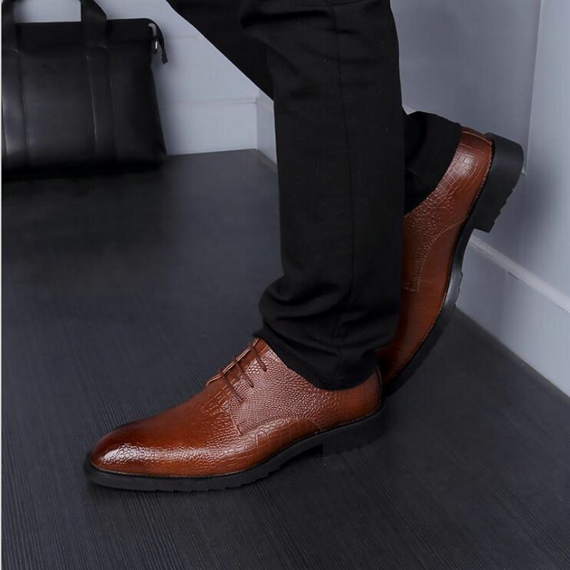 Mengrain Lederen Schoenen Oxford Mannen Lace-Up Formele Schoenen Man Party Trouwjurk Schoenen