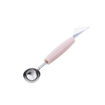 Yuryfvna 2 In 1 Multi-Functionele Meloen Baller Scoop Fruit Vleesmes Rvs Dunschiller Vruchten Cutter Vorm Fruit scooper: Pink