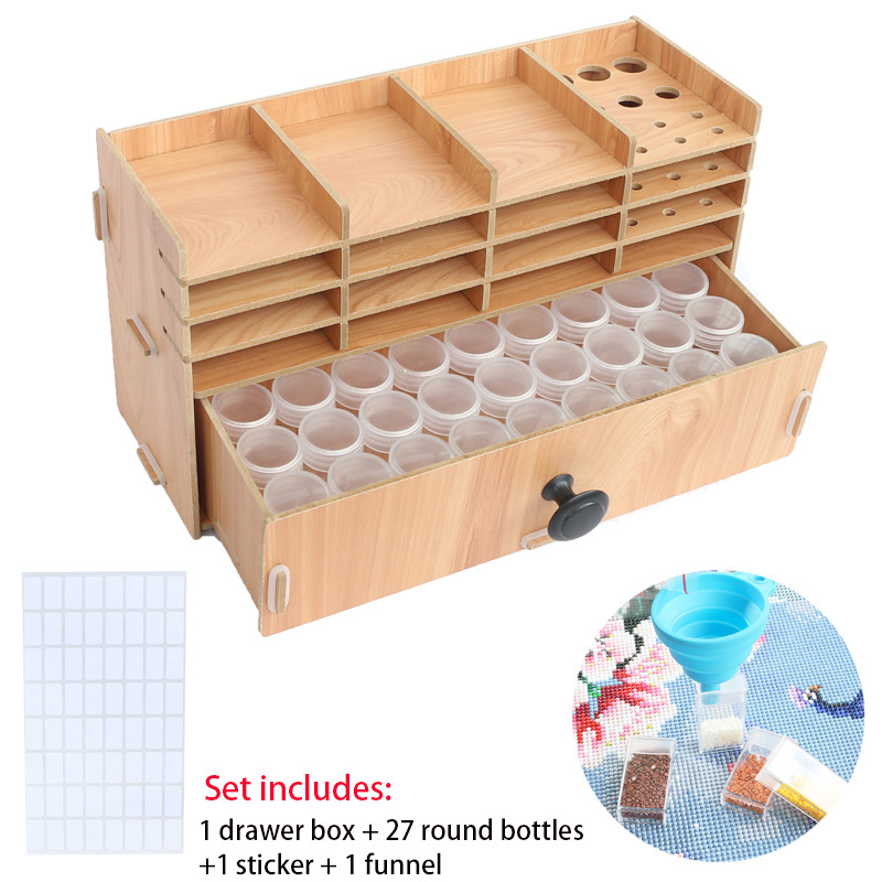 DIY Wooden Drawer Organizer Box Diamond Painting Tray DIY Craft Storage Accessoires Tools Kit Bead Container Organizer Racks: Combination 2