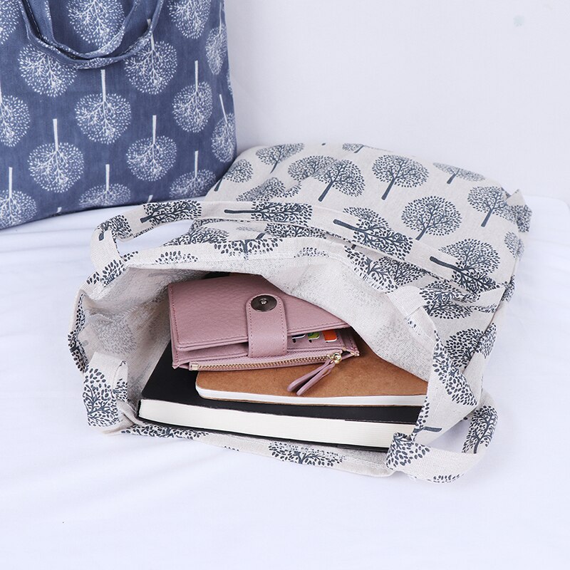 1 stk dame lærred skuldertaske indkøbstasker studerende bog taske bomulds stof håndtasker tote til piger