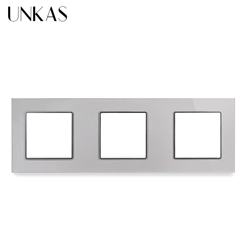 UNKAS Free Combination DIY Gray Single Tempered Crystal Glass Panel Grey Matching Modules For Wall Socket Switch