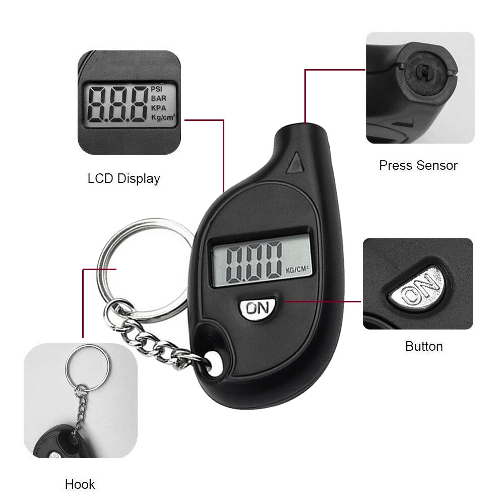 ABS Keychain tire pressure counter display Digital Auto Wheel tire display measurement pressure mini Wheel tire pressure gauge