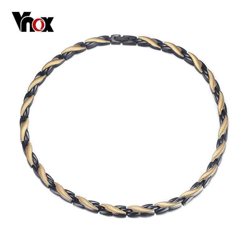 Vnox 4 in 1 sundhedspleje halskæder magnet germanium rustfrit stål link: Sort og guld