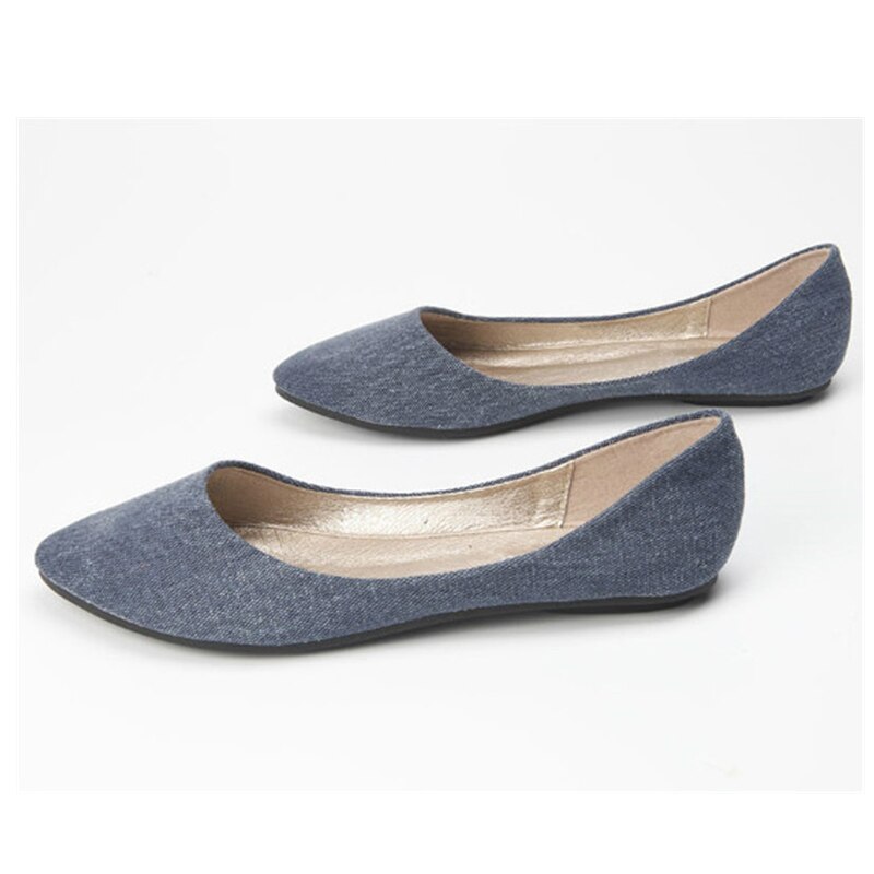 CEYANEAO Summer Breathable Pointed Flat Shoe Women's Shallow Comfortable Boat ShoeE2091