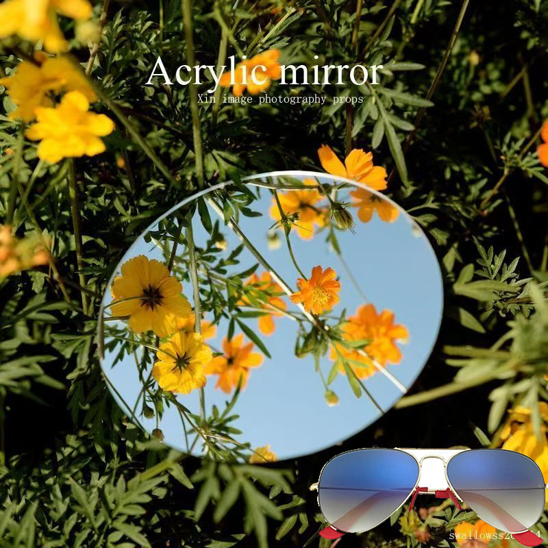 Outdoor mirror for taking photos, outdoor round mirror, frameless hand-held selfie mirror, makeup lens: Brown