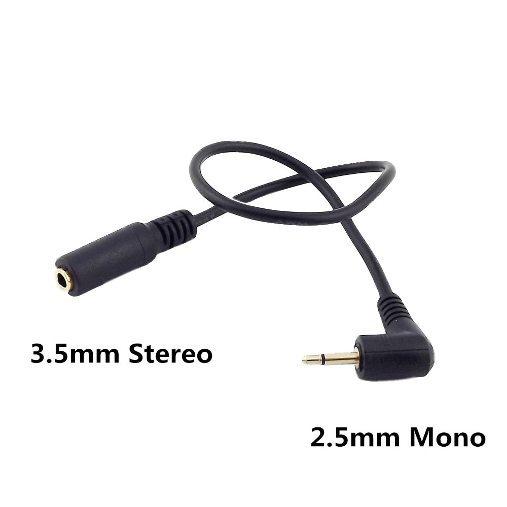 1szt 3,5 mm żeński stereofoniczny TRS do 2,5 mm mono TS męski wtyk zestaw słuchawkowy Aux Adapter do słuchawek Konwerter Złącze Kabel Czarny 25 cm