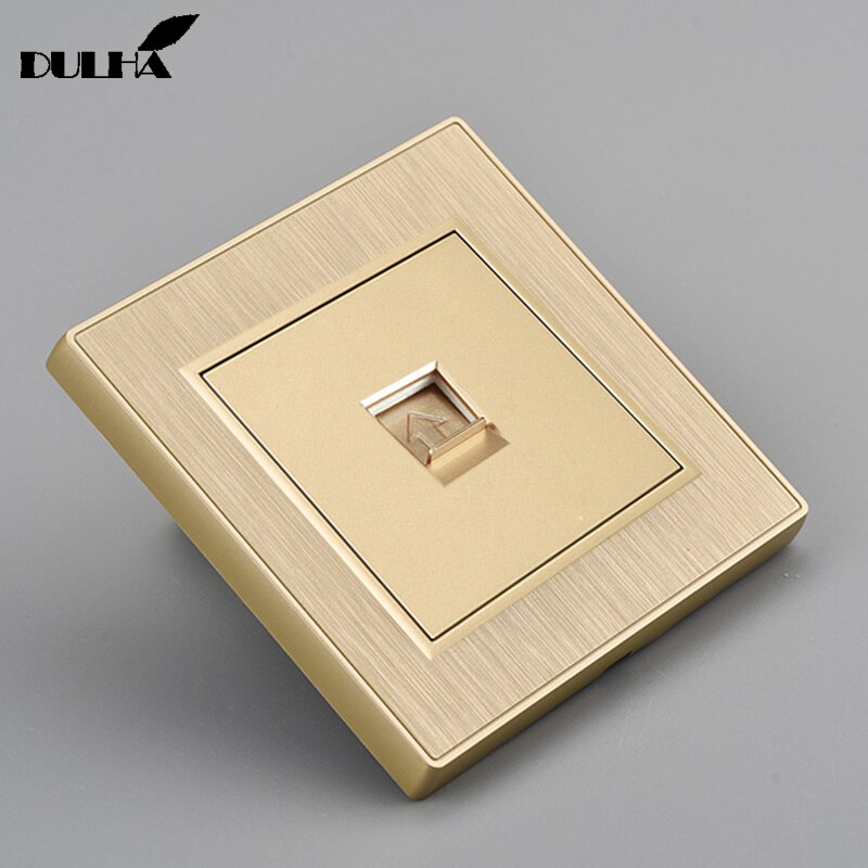 Luxury Gold Single Port Telephone Wall Socket Power Phone Jack Outlet Electrical Tel RJ11 Plug Receptacle PC Panel