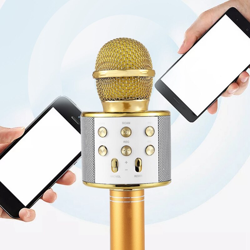 Wireless Karaoke Microphone Portable Bluetooth mini home KTV for Music Playing and Singing Speaker Player Selfie PHONE PC