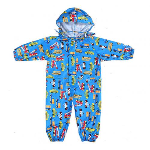 Tegneserie regnfrakke børn børn jumpsuit regntøj dreng pige vandtæt poncho: Jeg er blå