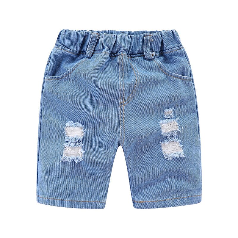 Mudkingdom-Shorts en Denim pour garçons, pour l'été, à la , élastique déchiré à taille solide, pour garçons: Light Blue / 6T
