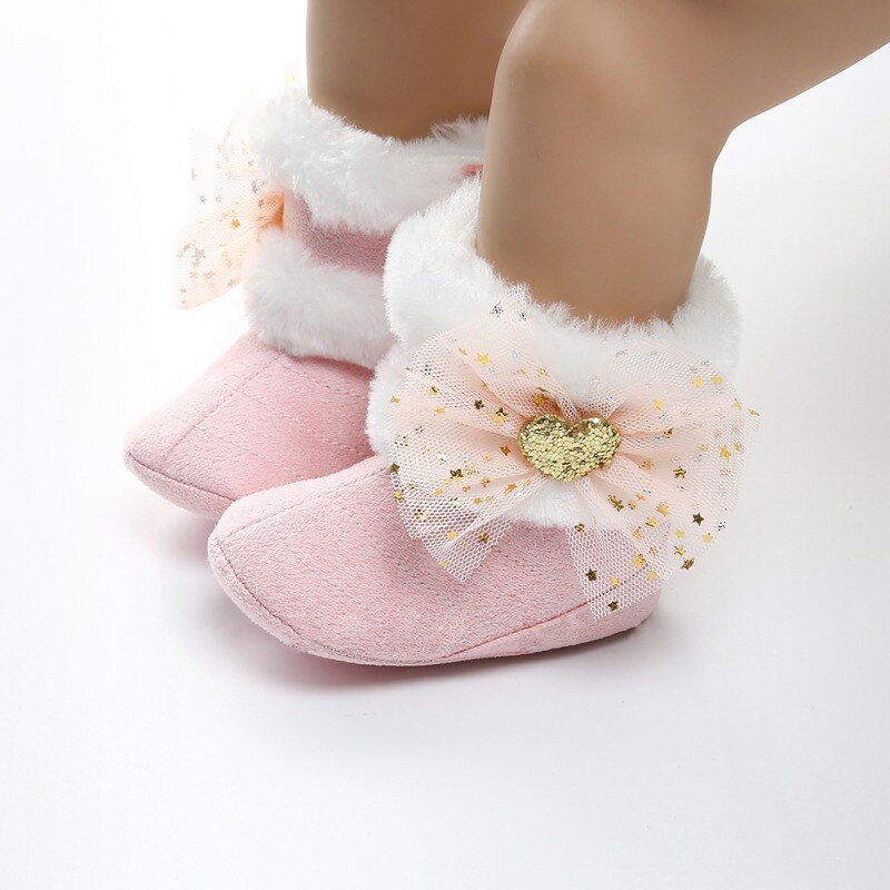 Winter Baby Laarzen Zachte Pluche Bal Laarsjes Voor Baby Meisjes Anti Slip Sneeuw Boot Warm Houden Crib Schoenen 0-18M: YTM1801P / 0-6 months