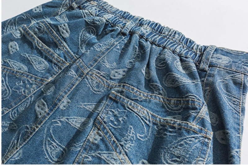 Iefb / herretøj efterår denim blå jeans cashew blomst high street hip hop direkte bukser mand 9 og 934