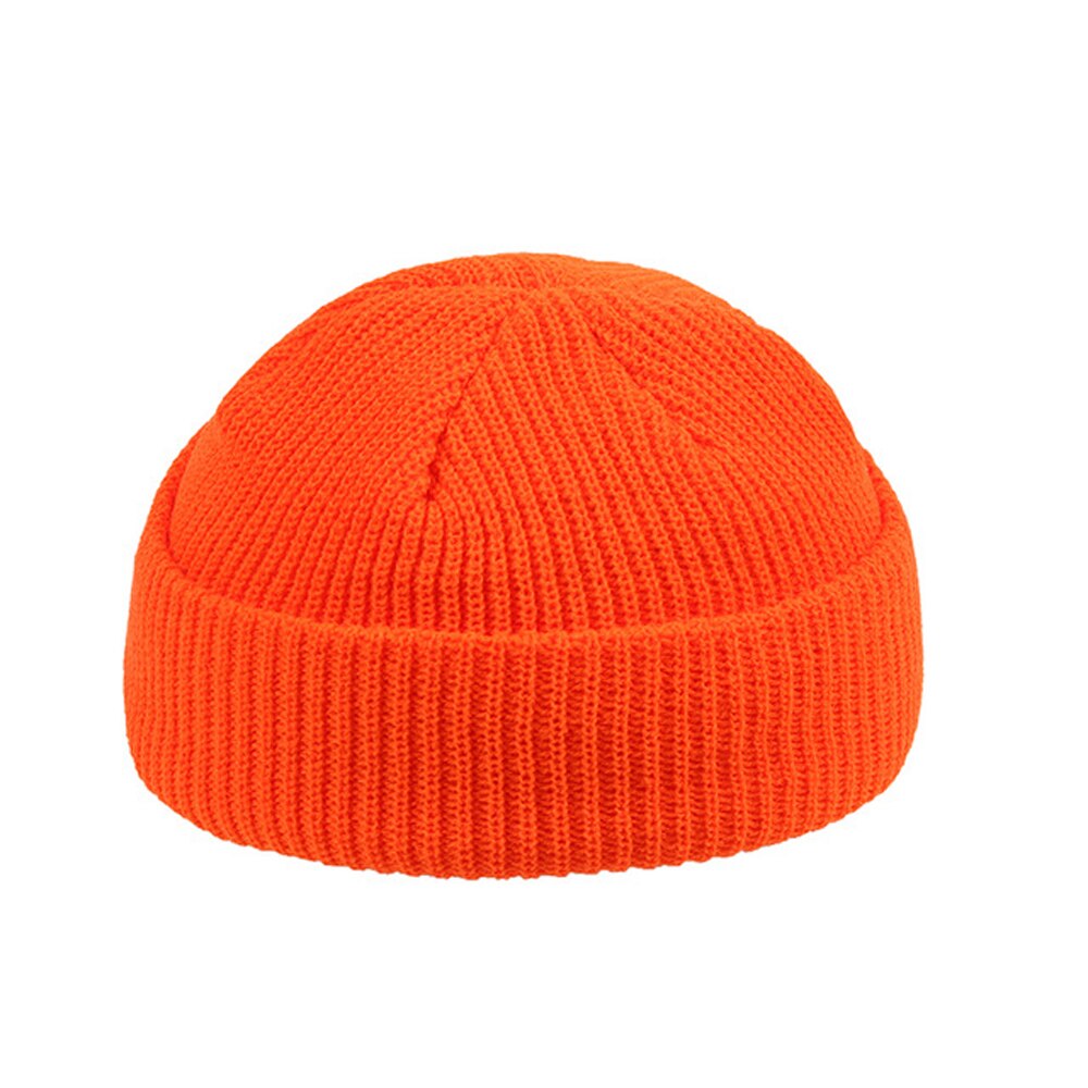 Hoeden zonder rand, hiphopmuts, muts met schedel, gebreide straatmuts, dames, heren, unisex, casual, effen, pompoen, draagbare meloenmuts: Oranje