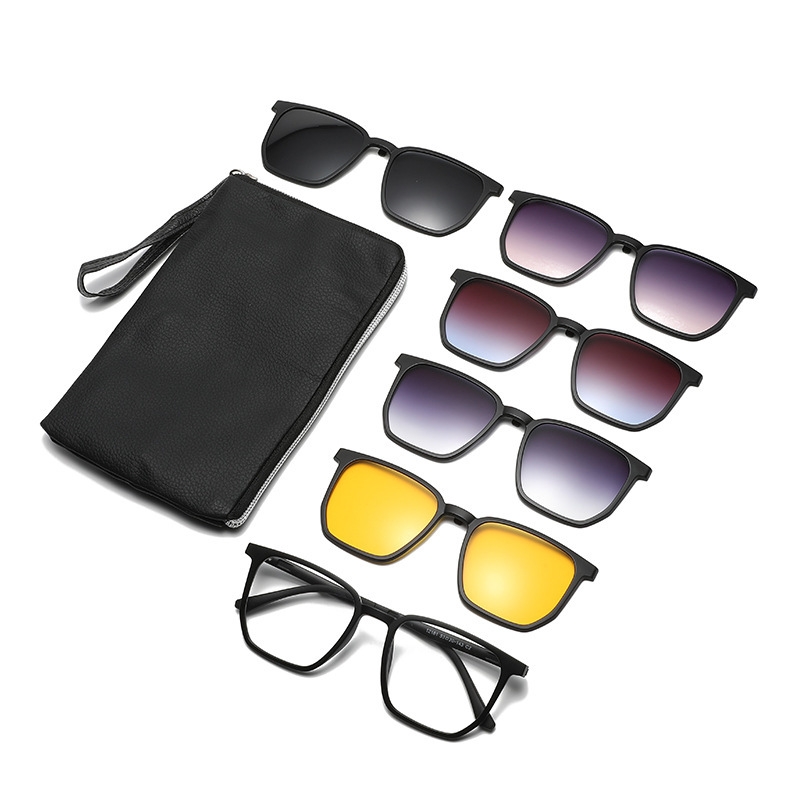 YIMARUILI Ultra-light 1+5 Magnetic Clip TR90 Round Retro Square Optical Prescription Eyeglasses Frame For Men and Women