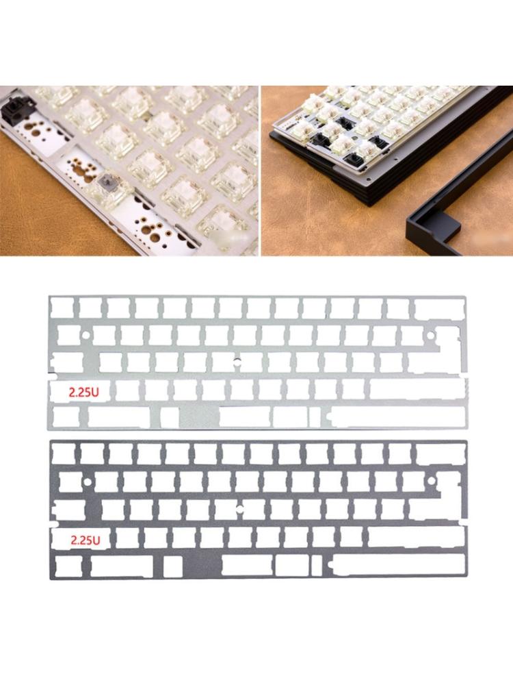 2.25U Left Shift Aluminum Alloy Plate 60% DZ60 Plate for DIY Mechanical Keyboard Stainless Steel Plate GH60