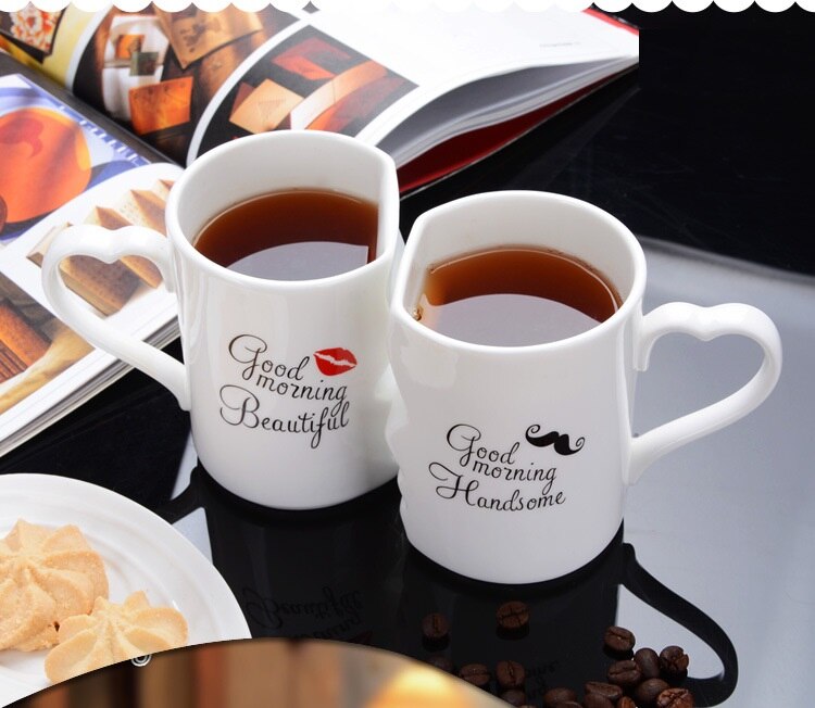 2 Stks/set Paar Cup Keramische Koffie Kus Mok Creatieve Valentijnsdag Bruiloft