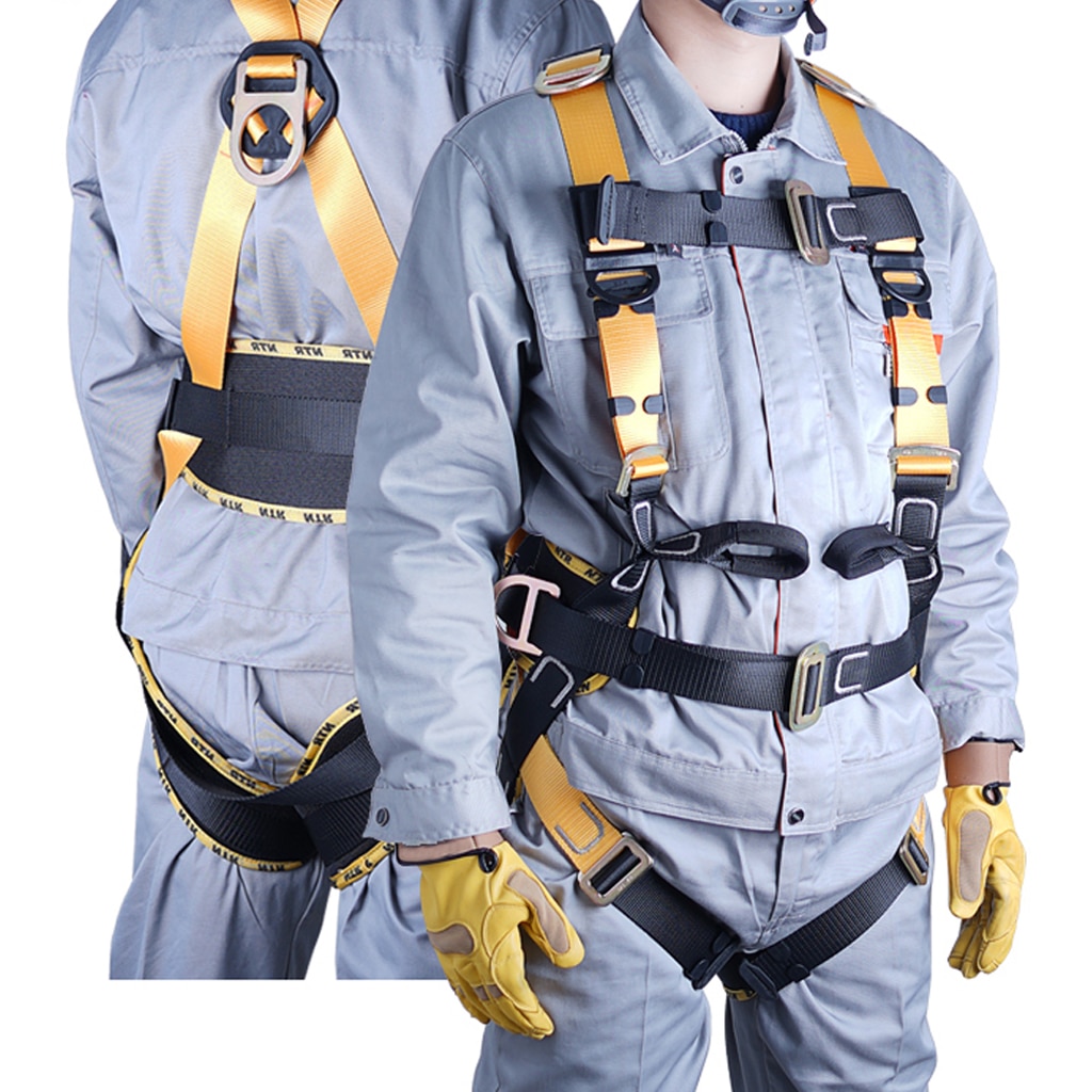 Full Body Rock Climbing High Work Rappelling Safety Harness Black Safety Tree Arborist Equipment Gear