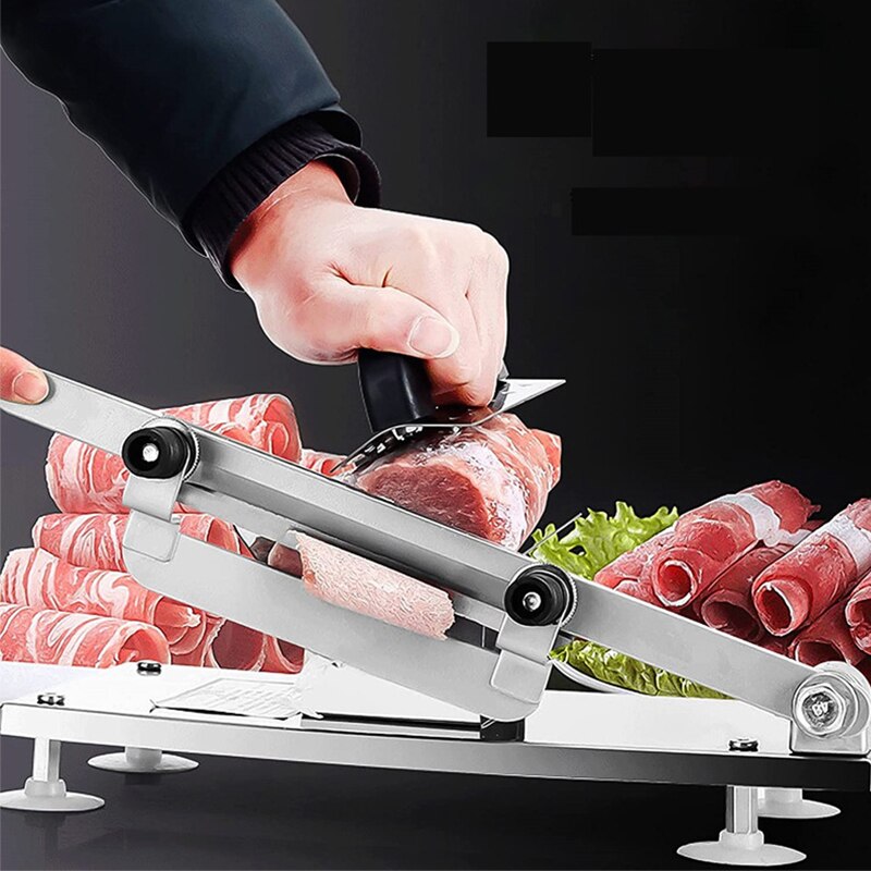 Cutter Slicing Machine Stainless Steel Spring Automatic Meat Nonslip Handle Easily Cut Frozen Meat Thickness Adjustable