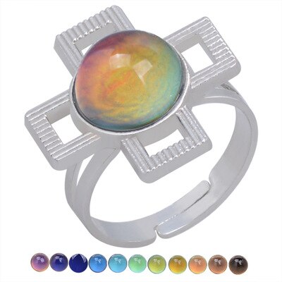 Hart Mood Kleur Veranderen Ringen Voor Vrouwen Zilveren Sieraden Passen Ring Vrouwelijke Bruiloft Belofte Ringen Dames Temperatuur Ring: 028