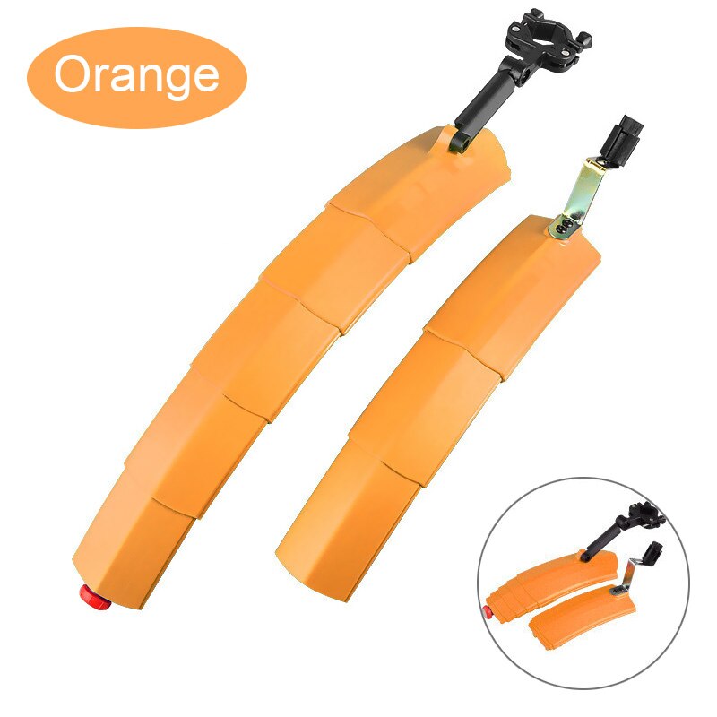 Fiets Spatbord Set Telescopische Vouw Fiets Spatbord Met Achterlicht Fietsen Voor Achter Spatbord Fiets Spatbord Quick Release Protector: Orange