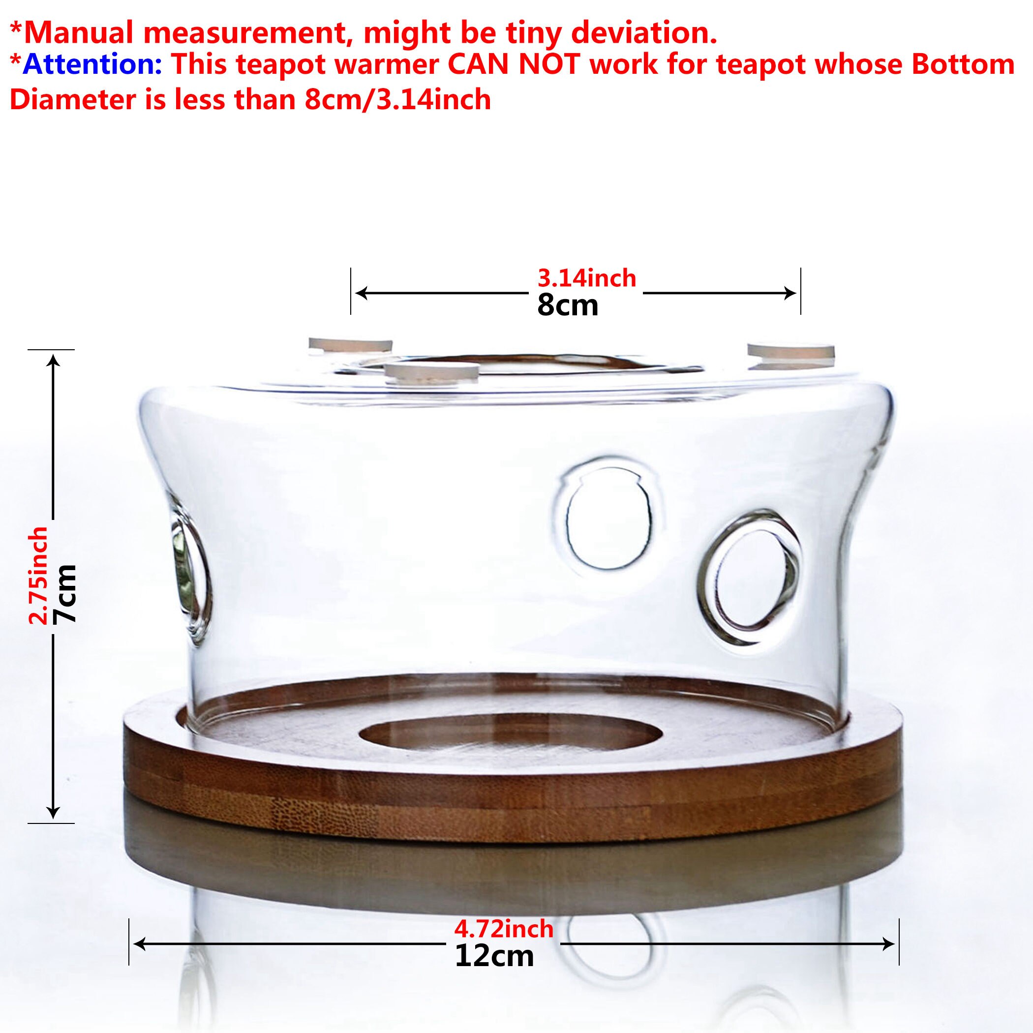 1x Hittebestendige Glazen Theepot Warmer Met Natuurlijke Bamboe Bodem Plaat Basis Voor Thee Pot & Koffie Pot
