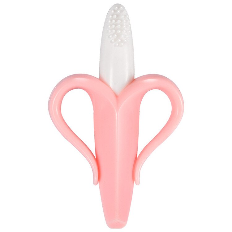 Sikkert babybider legetøj toddle bpa gratis banan bidering silikone tygge tandpleje tandbørste ammeperler til spædbørn: Q5