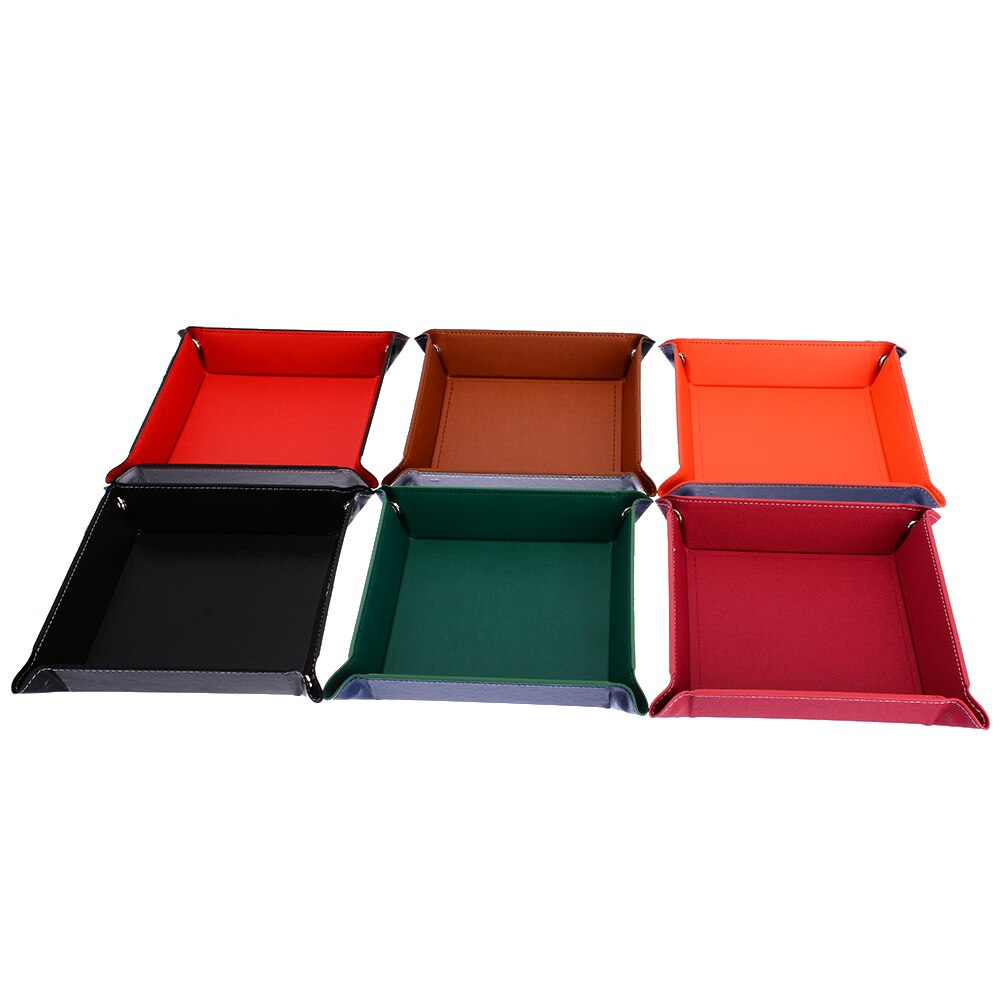 PU Leather Dice Rolling Tray Square Dice Tray Dice Box For Table Games Dice Storage