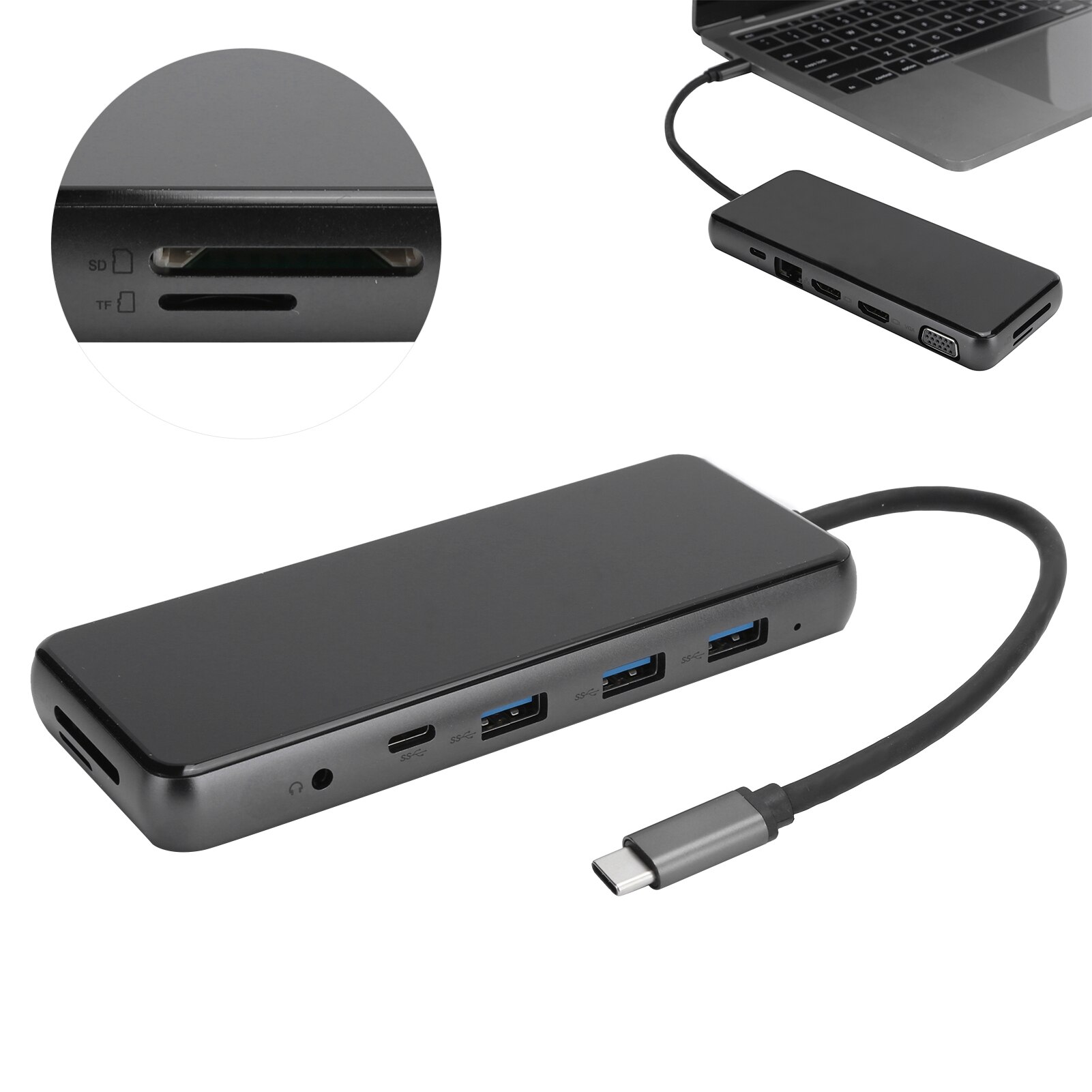 Hub Docking Station 12 in 1 Laptop Docking Station Type‑C 3.0 to Dual MST Triple Display Adapter USB 3.0 Docking Station