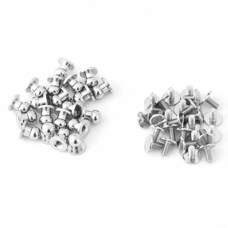 20Pcs Screwback Stud Schroef Ronde Kop Massief Messing Nail Klinknagel Knop Diy Leer: 8x6x8mm Silver