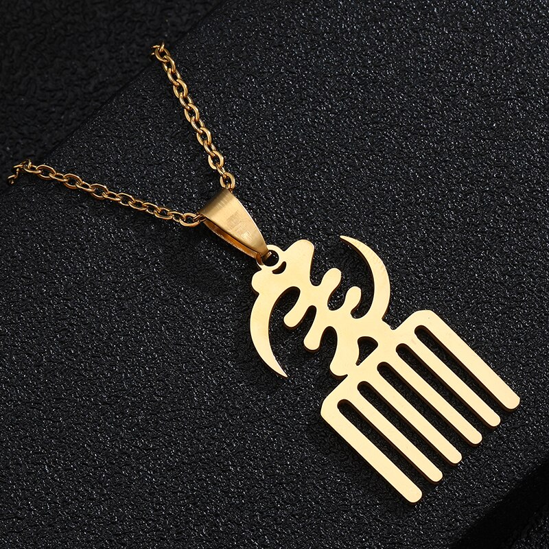 Stainless Steel African Symbol Pendant Necklaces for Women Men Africa Adinkra Gye Nyame Ethnic Jewelry Ghanaian