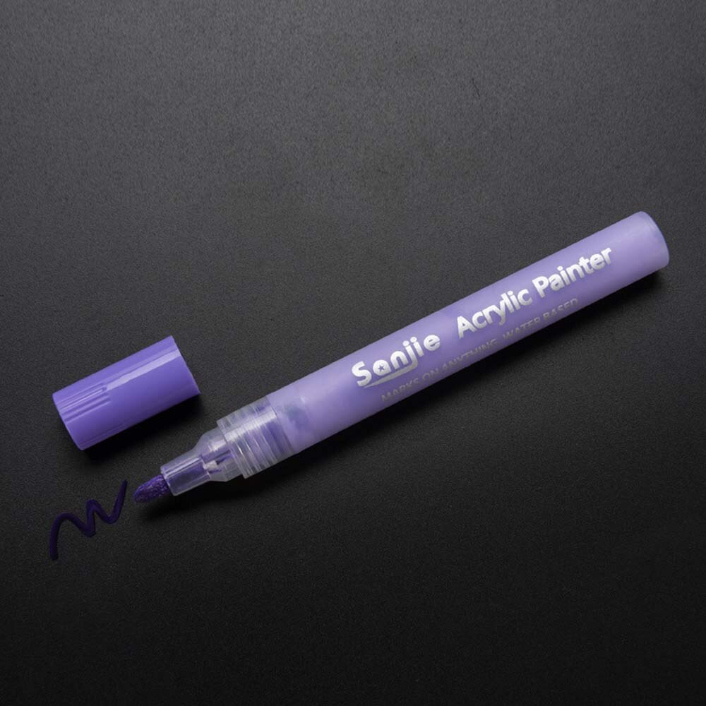 12 Colors Permanent Acrylic Paint Marker Pens For Ceramic Rock Glass Wood Fabric Canvas DIY Painting Office School Supplies: purple