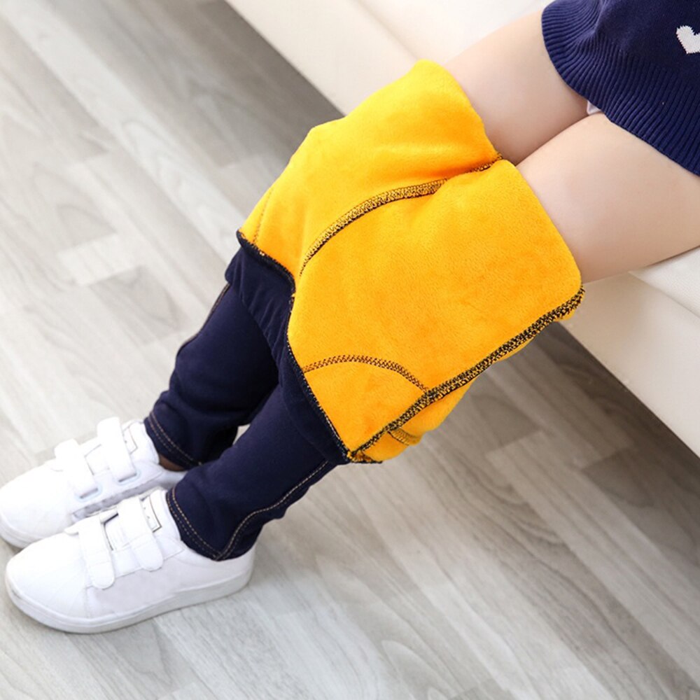 CYSINCOS Kids Girl Jeans Pants Winter Thick Plus Velvet Warm Long Trousers Baby Girl Leggings Stretch Jeans Children Denim Pants