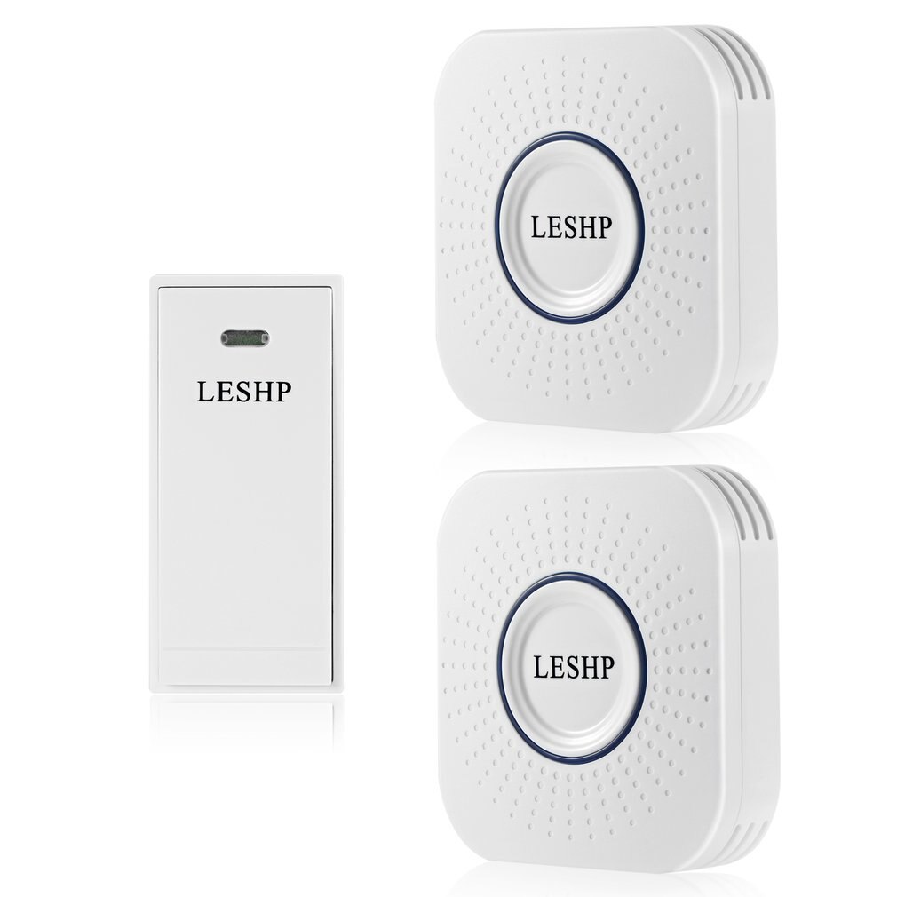 LESHP Music Wireless Doorbell 150M Long-distance Remote Control Night Light 58 pieces Chord Music with 2 US Plug