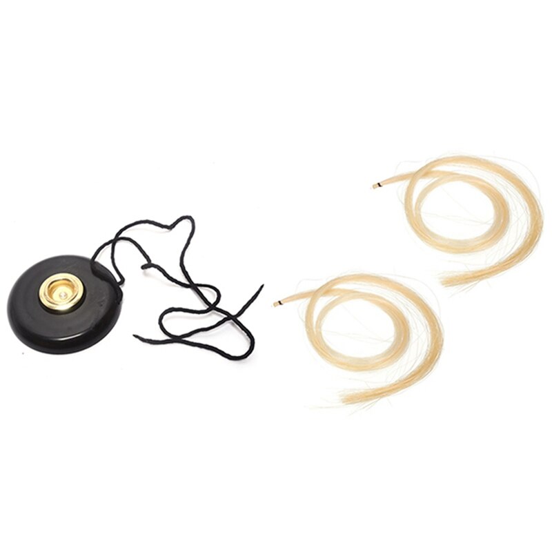 1x Cello End Non-Slip Mat Stopper Houder & 2 Pcs Hanks 29-30 Inch Mongoolse Paard Haar voor Viool, altviool, Cello