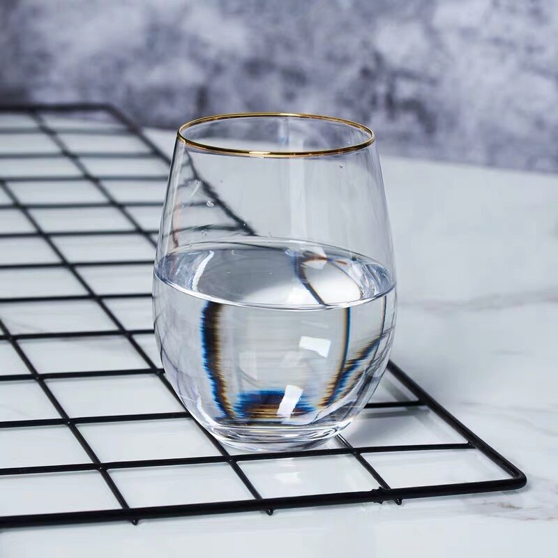 Rainbow glass color starry sky cup coffee cup milk glass home office shop transparent round pot-bellied crystal cup