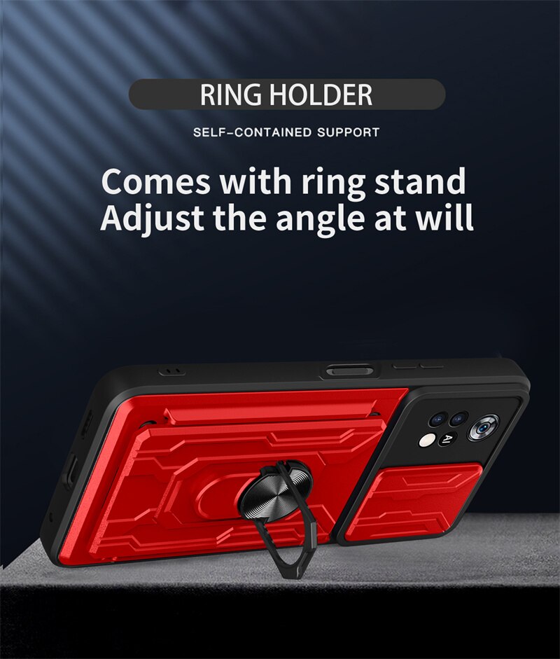 Voor Xiaomi Poco X4 Pro 5G Case Magnetische Ring Houder Armor Cases Voor Pocophone X4Pro PocoX4 Pro Poko X 4 Pro Card Slot Back Cover