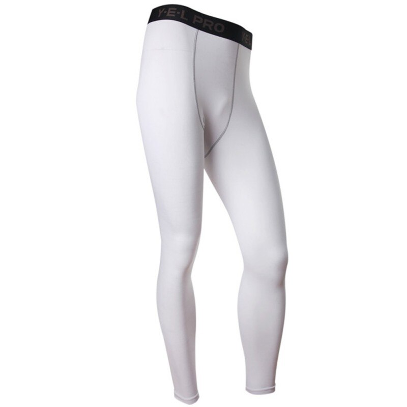 Elastisk bomuld stramme lange joggers legging slim fitness efterår afslappet mænd kompressionsbukser sportsbukser: Hvid / M