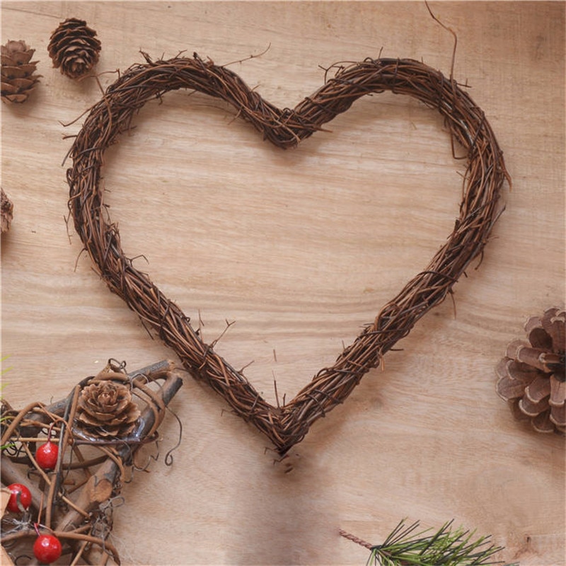 Natural Grapevine Wreath Star Heart Ring Shape DIY Crafts Base for Christmas Wreath Garland Home Decoration