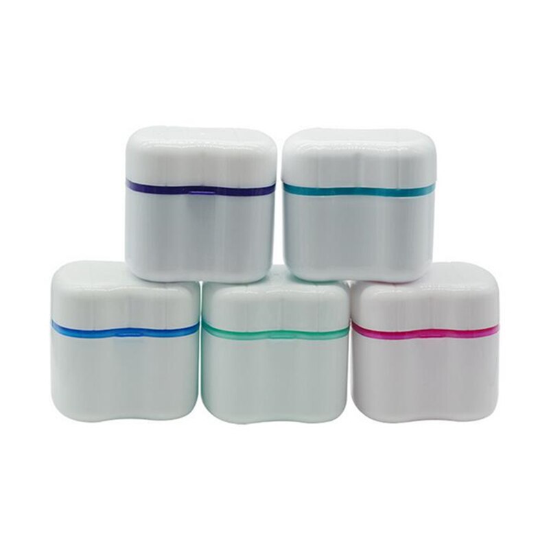 Protesekasse falske tænder skyllekurv beholder badeværelsesopbevaringskasse tandproteseprotese beholder 5 farver: Hvid