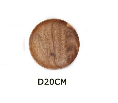 Solidne drewniane płytkie talerze potraw z owoców usługi stołbyć winnym spodek taca herbaciana deser talerz śniadaniowy zestaw stołowy 1 PC: d20