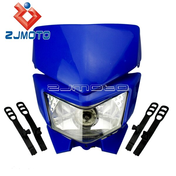 Faro Universal para motocicleta todoterreno, Faro de motocrós, carenado para KX KLX XR CRF WR YZ RMZ KXF DTR DR DRZ 250: Azul