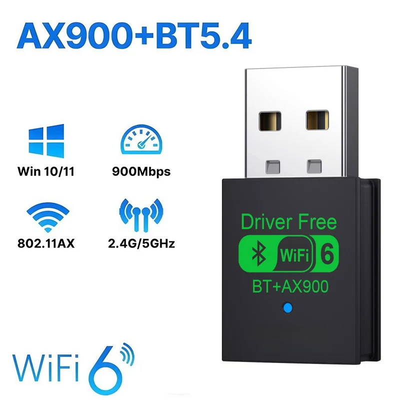 900Mbps USB WiFi Bluetooth 5.4 Adapter 2in1 Dongle Dual Band 2.4G 5GHz USB WiFi 6 Network Wireless Wlan Receiver DRIVER FREE: Gold