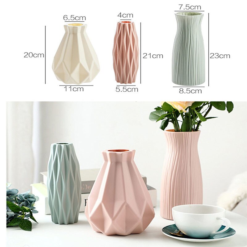 Plastic Bloem Vaas Decoratie Thuis Witte Vazen Imitatie Keramische Vaas Bloempot Decoratie Nordic Stijl Bloem Mand Vazen