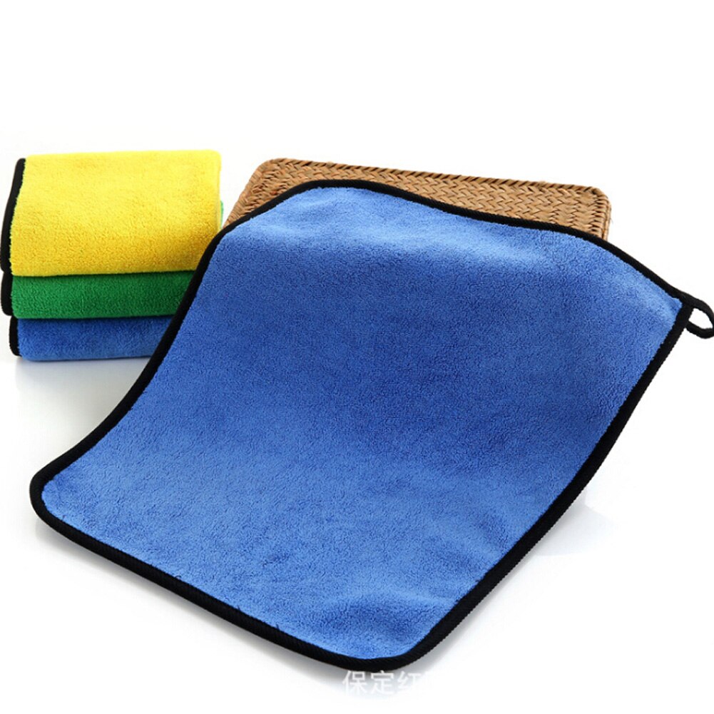 Koral fløjl superabsorberende bilvask mikrofiber håndklæde bil rengøring håndklæde tørring klud hemming: Blå / 40 x 60cm