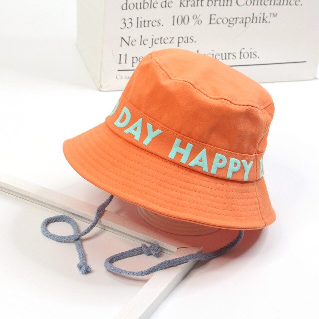 Børn fisker hat flad top koreansk baby bassin hat personlighed stil engelske bogstaver drenge og piger solhatte trendy: B1