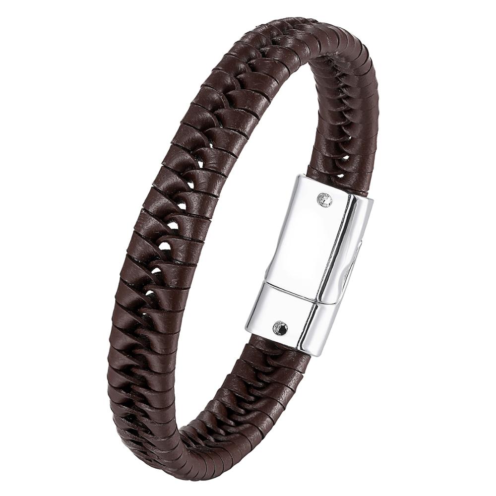 Mannen Mode Gevlochten Armband Mannen Zwart Lederen Armband Legering Gesp Mannen Sieraden Gesp: 2