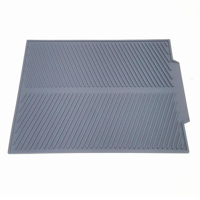 US-Silicone Dish Draining Mat Drainer Kitchen Pans Wash Up Tray Drying Board Mat: Light Grey / S