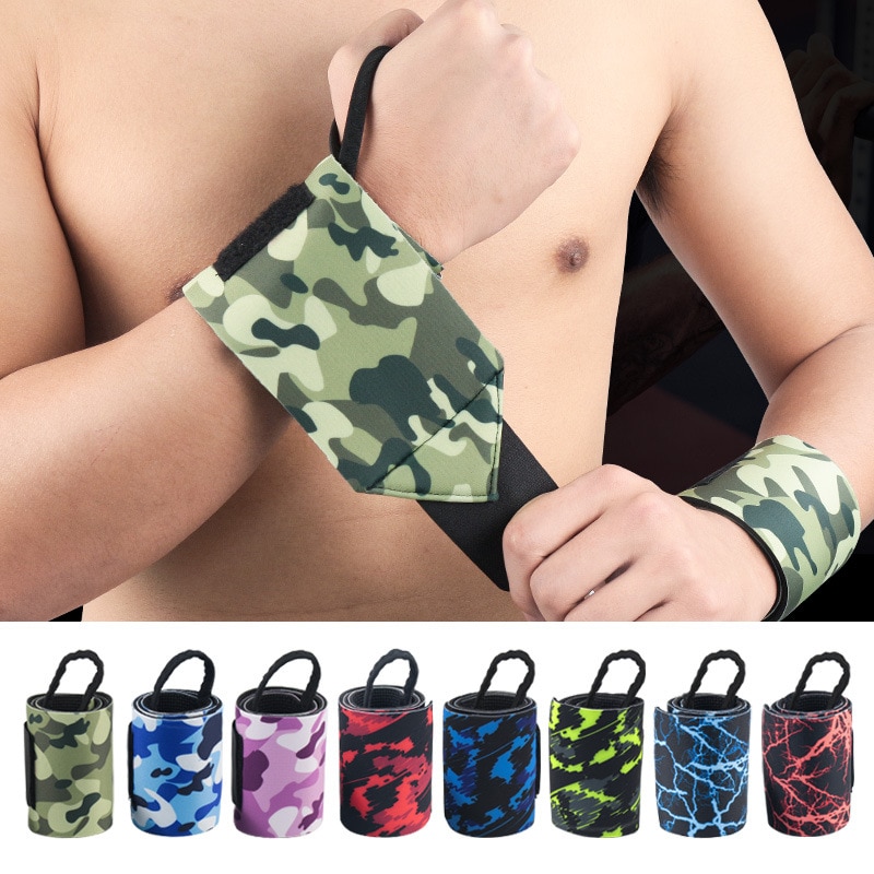 1pc 53*8cm camuflaje de neopreno deporte muñeca cinta para CrossFit envolturas de muñeca apoyo gimnasio levantamiento de pesas VENDA DE LA MANO