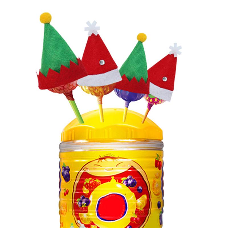48pc mini julemandshat slikkepind top topper cover glædelig julepynt vinflaske beskyttelseshætte slik pakning hatte